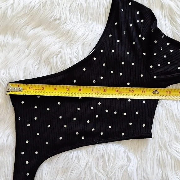 LF Emma & Sam Asymmetrical Rhinestone Bodysuit - Picture 9 of 14